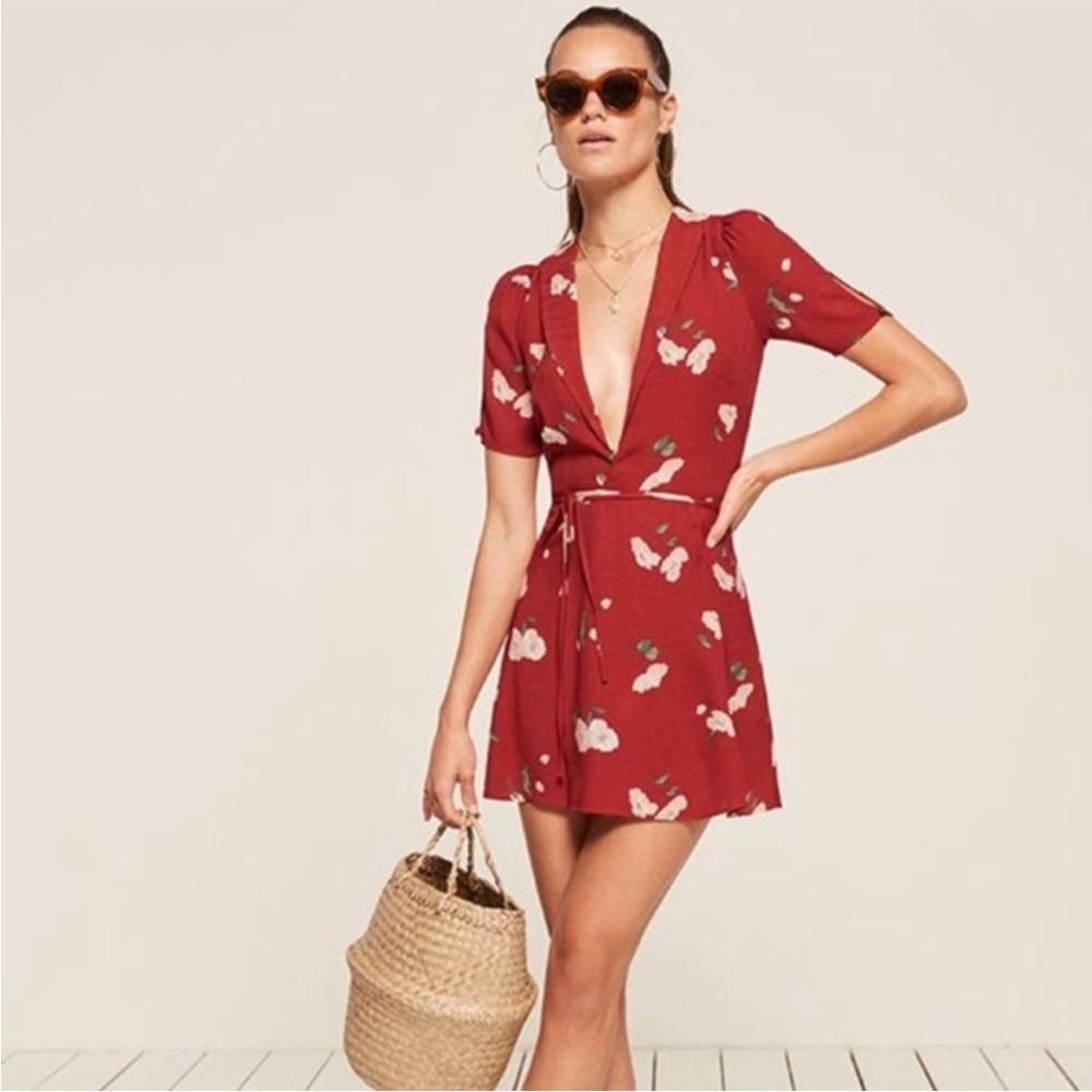 Reformation floral Lucas wrap mini XS